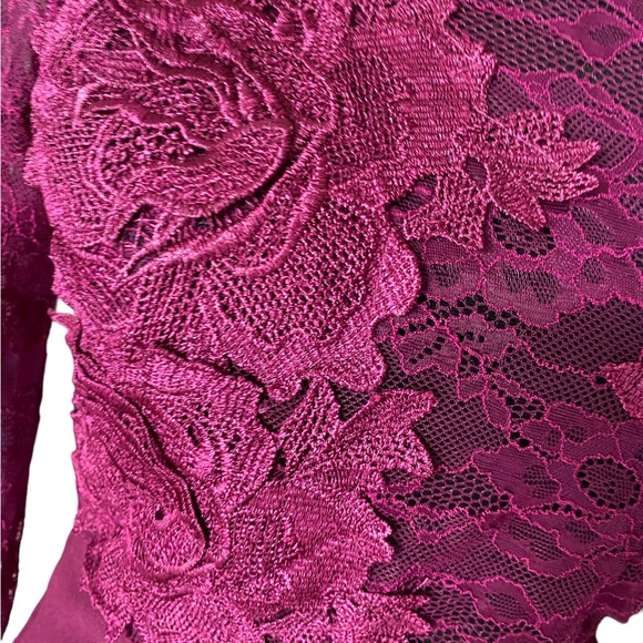 Vintage Charlotte Russe Amaranth Magenta Lace Pencil Dress - Picture 7 of 14